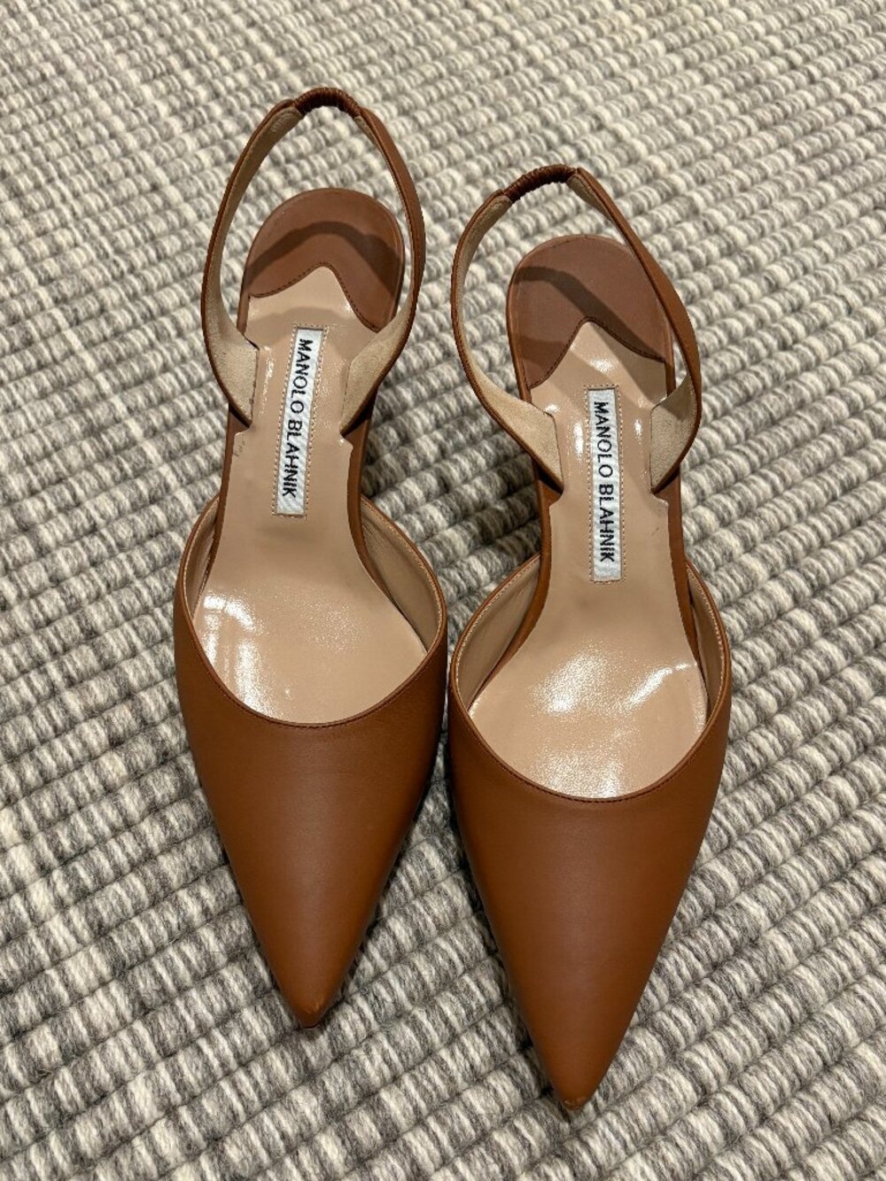 Manolo Blahnik Pointy Toe Slingback Kitten Heel